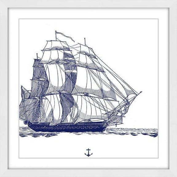 Marmont Hill - "Blue Ship" Framed Painting Print