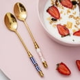 thumbnail image 3 of Pack of 5, Gold Plated Stainless Steel Espresso Spoons, Mini Teaspoons Set for Coffee Sugar Dessert Cake Ice Cream Soup Antipasto Cappuccino, Random color, 3 of 7