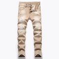 thumbnail image 5 of YMNXA Big Kids Boys Denim Pants High Waist Straight Fit Distressed Ripped Comfortable Fashion Stretch Trousers Jeans With Pockets For Casual Daily Wear,Coffee,9-10 Years, 5 of 9