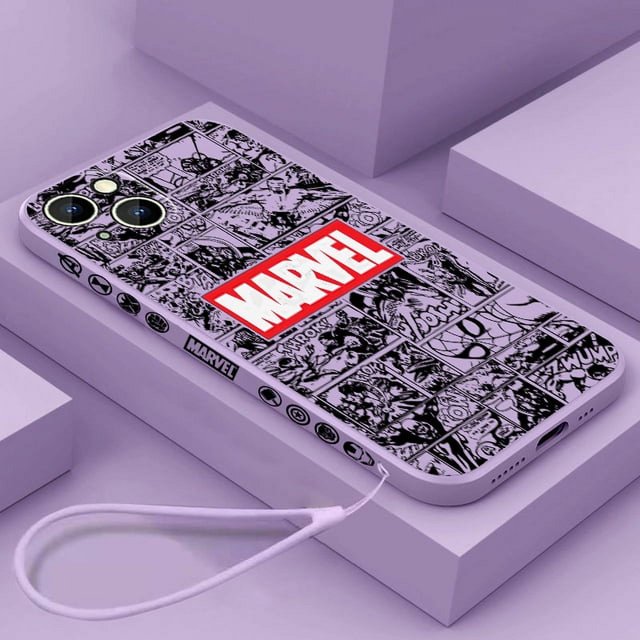 Marvel superhero cartoon For Apple iPhone 15 14 13 12 11 Pro Max Plus 8 7 SE Liquid Left Rope Phone Case Capa Soft Cover DMH