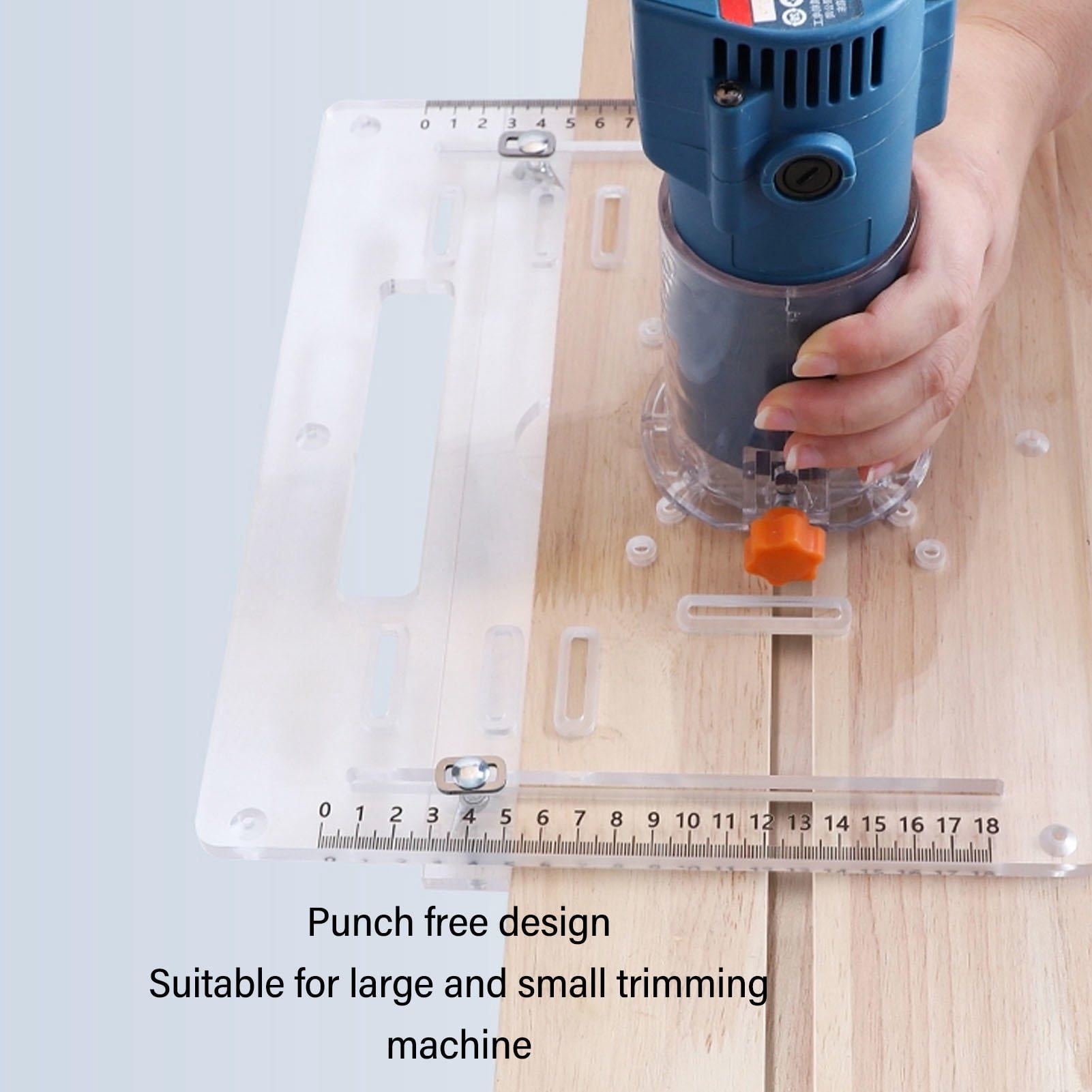Yajisi 8mm Acrylic Router Table Insert Plate – Adjustable, Dust‑Cover, 45° Bevel & 90° Flat Cuts, 10.6"×12.6"