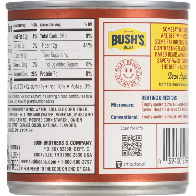 Beansページ Bush's Zero Sugar Added Baked Beans, Canned Beans, 15.8 oz
