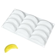 Banana Shaped Silicone Baking Mold, 12 Cavity Fruit Pudding Banana Molds, Cake Dessert DIY Decoration Tools, Non-Stick Chocolate Candy Mold for Baking, Gummies, Jello, Ice Cubes, Big size