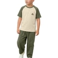 thumbnail image 5 of Amidoa Toddler Girls 2 Piece Outfits Summer Clothes T Shirt Cute Solid Color Ruffle Sleeve Short Sleeves Casual Pants Kids Clothing Sets Army Green Size 14, 5 of 8