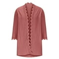 thumbnail image 5 of Atogsazn Women's 3/4 Sleeve Cardigan Tops Casual Lace Open Front Blouse Tunic Outfit Shirts Fashion Watermelon Red S, 5 of 6