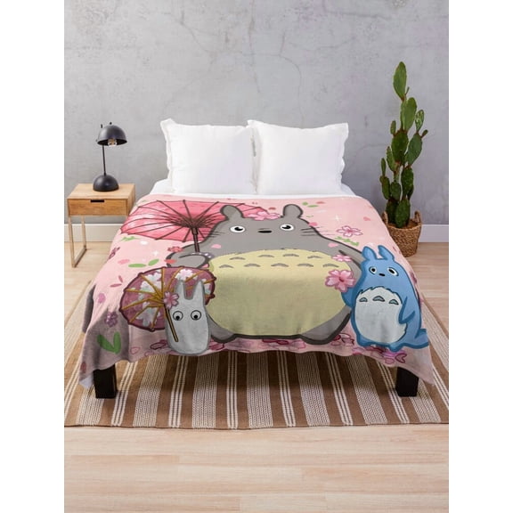 My Neighbor Totoro Movie Flannel Blanket, Soft & Warm Cozy Bed Throw - Size 30x40
