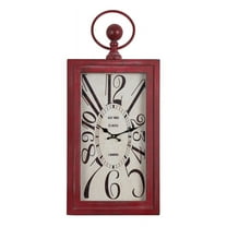 Yosemite Home Decor Waverly Wood Wall Clock in Distressed Red and White Finish