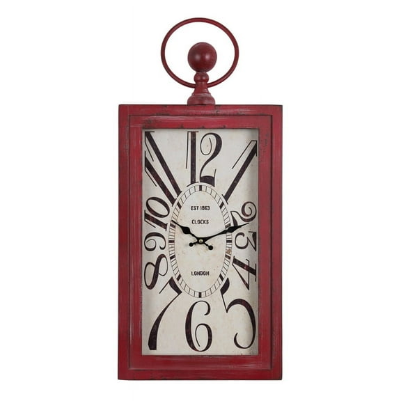 Yosemite Home Decor Waverly Wood Wall Clock in Distressed Red and White Finish