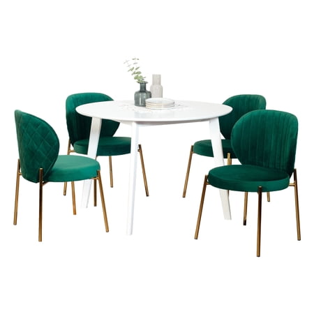 Dining Set with Sturdy Round Table / Four Chairs with Exquisite Details