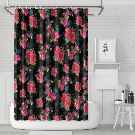 Waterproof Beautiful Colorful Floral Shower Curtain 72x72 Inch Boho Style Polyester Unique Shower Curtain for Bathroom Hotel Home Decor with 12 Plastic Hooks