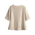 thumbnail image 5 of MuXiKeJi Clothes Tops for Women Summer V-Neck Tie Front Peasant Blouses Casual Puff Sleeve Loose-Fit Flowy Shirts Beach Vacation, 5 of 5