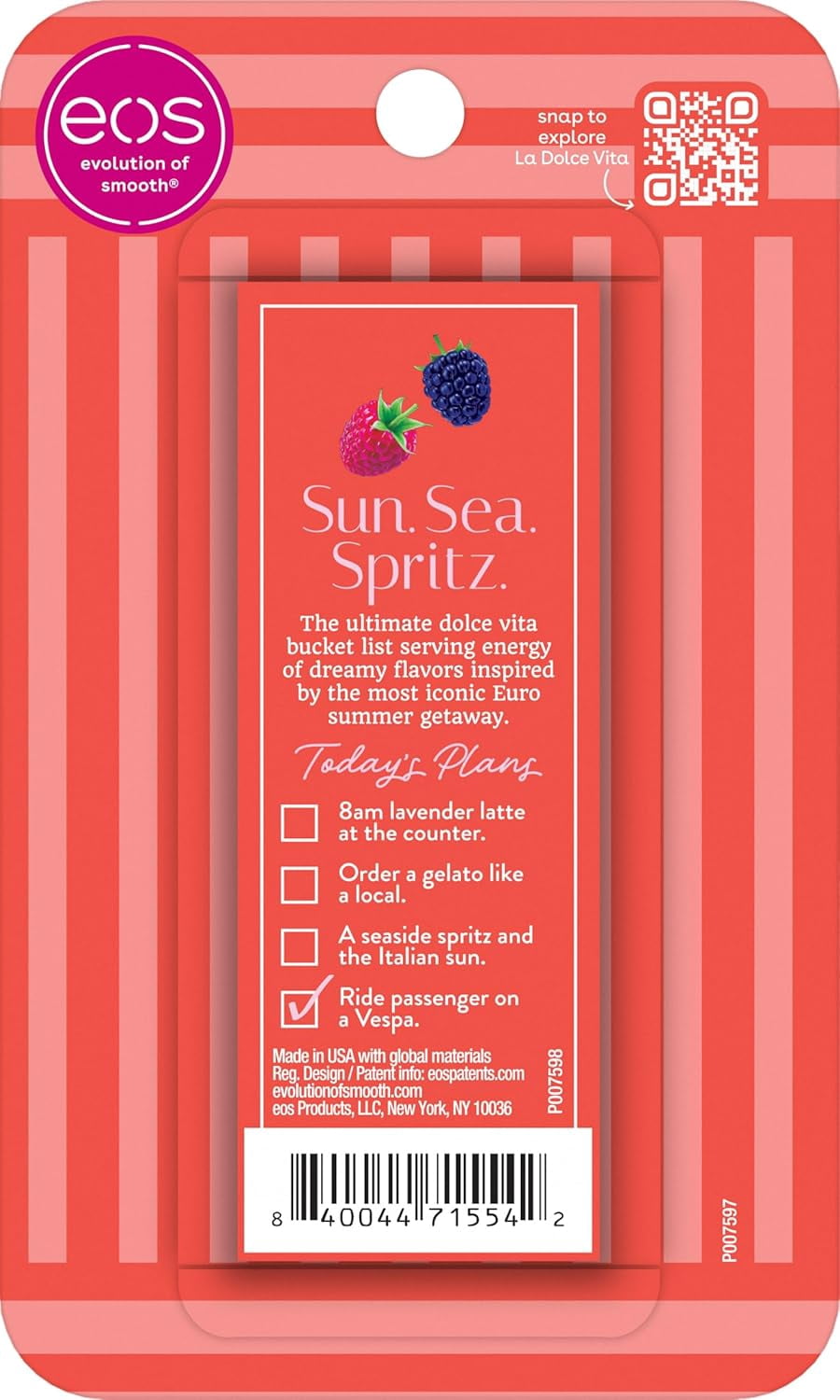 eos Limited Edition 24H Moisture Super Balm - Raspberry Rosé - 0.35 fl oz