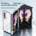 thumbnail image 6 of Mantto Shockproof Plating Hard PC Hard Premium Clear Crystal Transparent Plating Case Anti-Scratch Tempered Glass Screen Protector Cover For Samsung Galaxy Z Fold 3 5G (Blue), 6 of 6