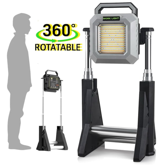 Zanoid 3000LM Rechargeable LED Work Light with Adjustable Stand, 8500mAh USB-C for Garage Camping