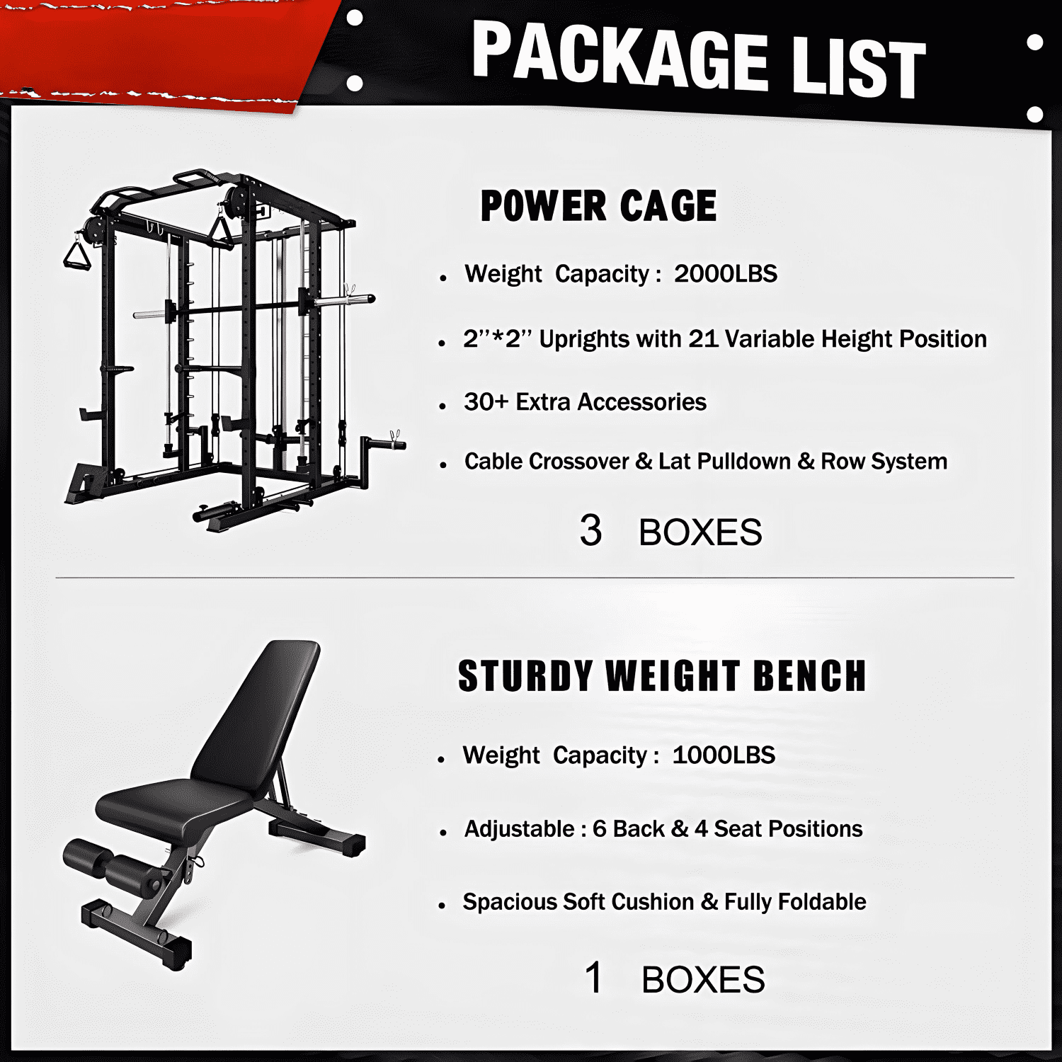 Allviate Smith Machine Power Cage, 2000LBS Capacity All-in-One Squat Rack with Cable Crossover System, Multi-Function Strength Training Equipment for Home Gym