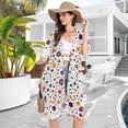 thumbnail image 4 of Beach Vacation Clothes Kimono Cardigan Loose Swimsuit Cover Up for Women Small Flower and Dots L, 4 of 6