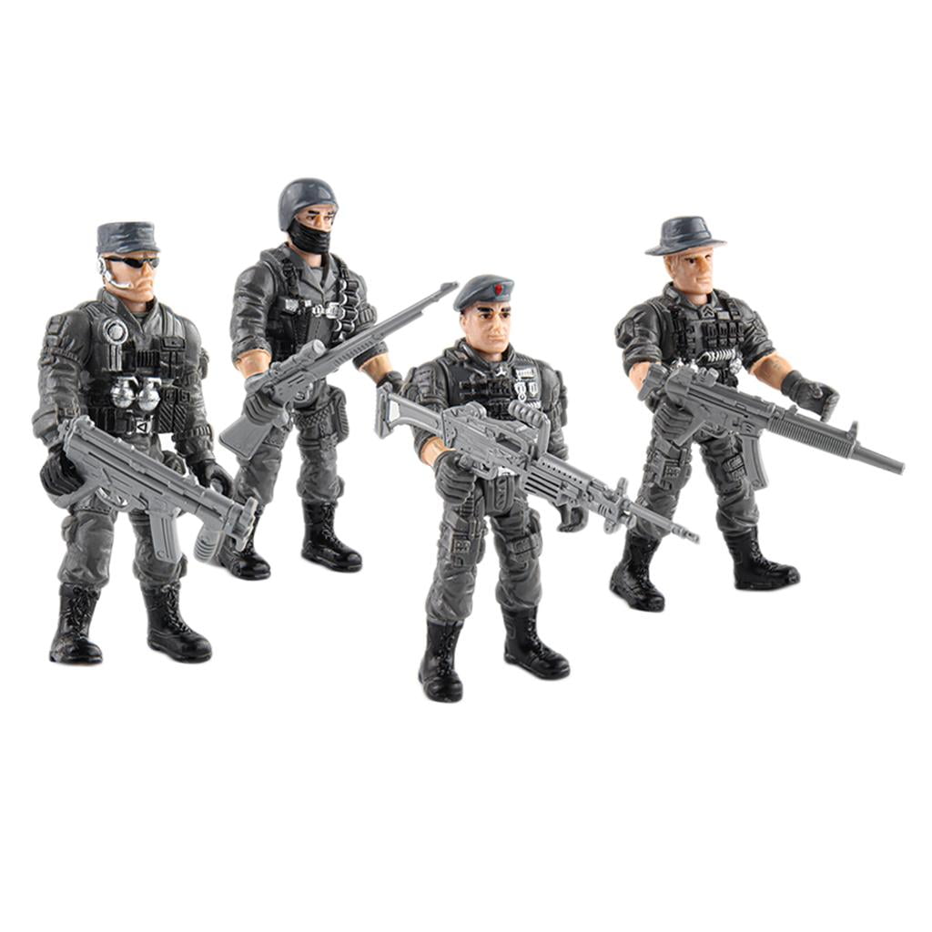 4x Miniatures Marine Corps Soldiers Toys Playset Dioramas Collectable