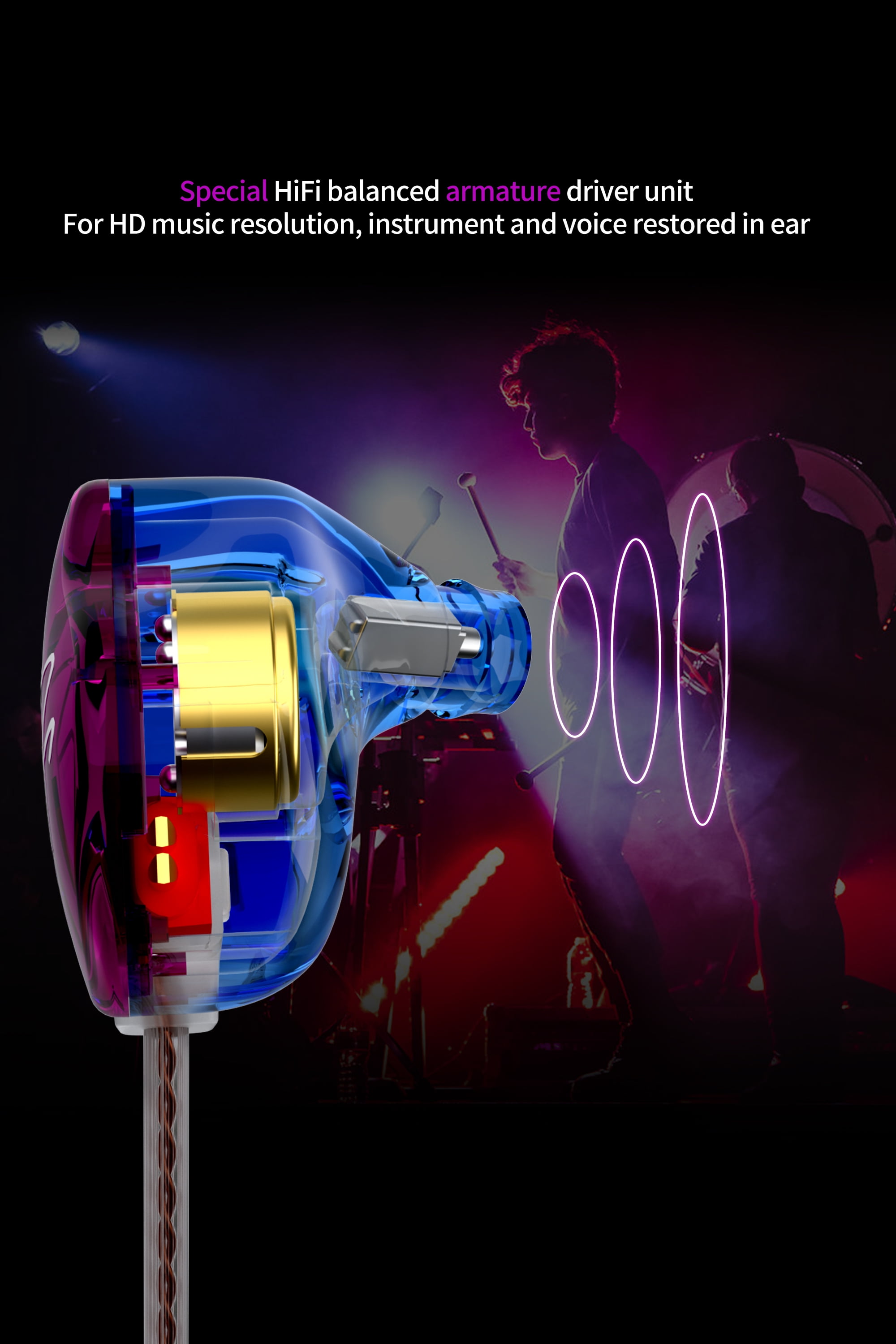 KZ ZST Colorful Hybrid Banlance Armature with Dynamic in-Ear Earphone 1BA+1DD HiFi Headset KZ in Ear Monitors Headphones Wired Earbuds IEM Earphones Gaming Earbuds (Colorful No MIC)