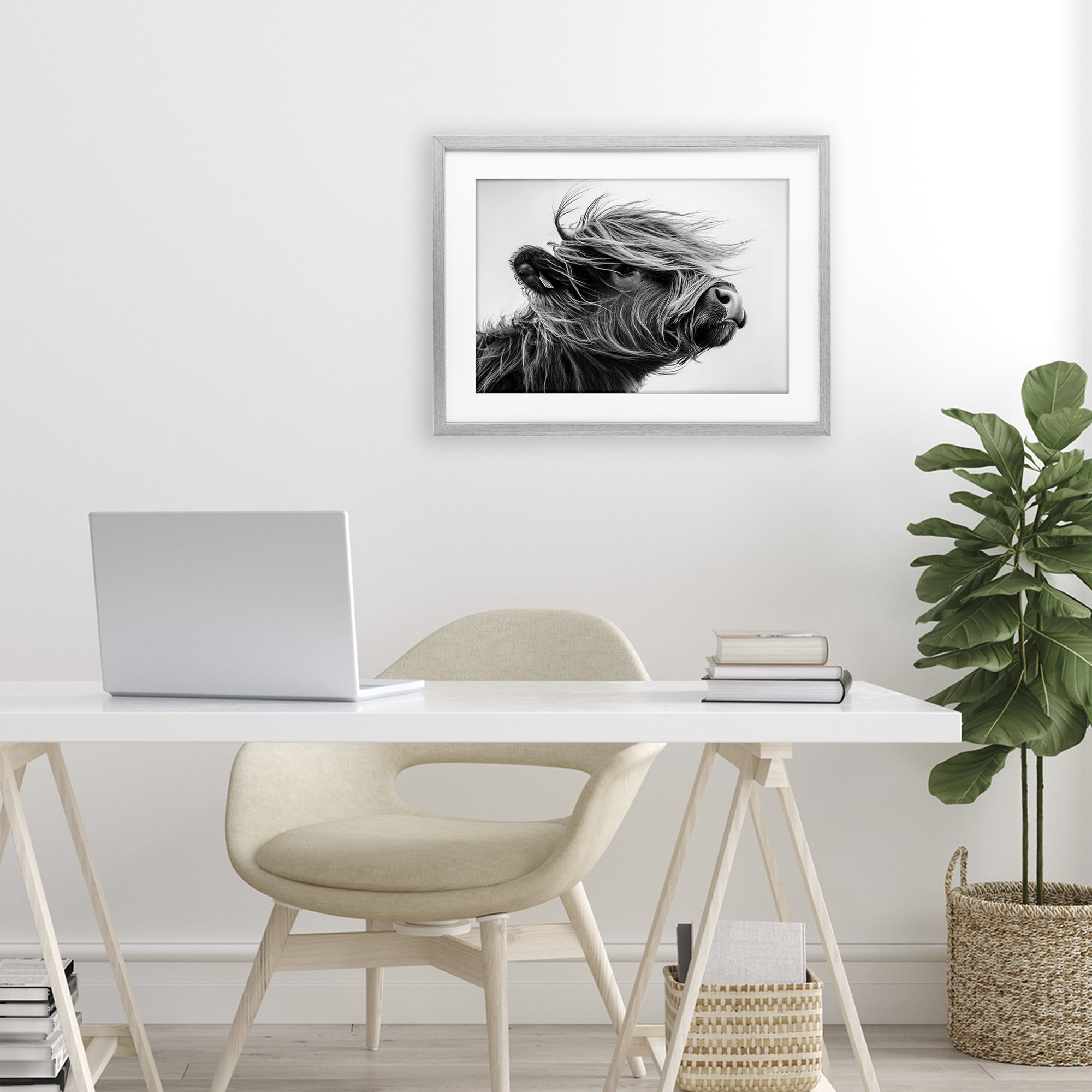 Stupell Industries Handsome Highland Portrait Gray Framed Print Under Glass, design by Tina LeCour