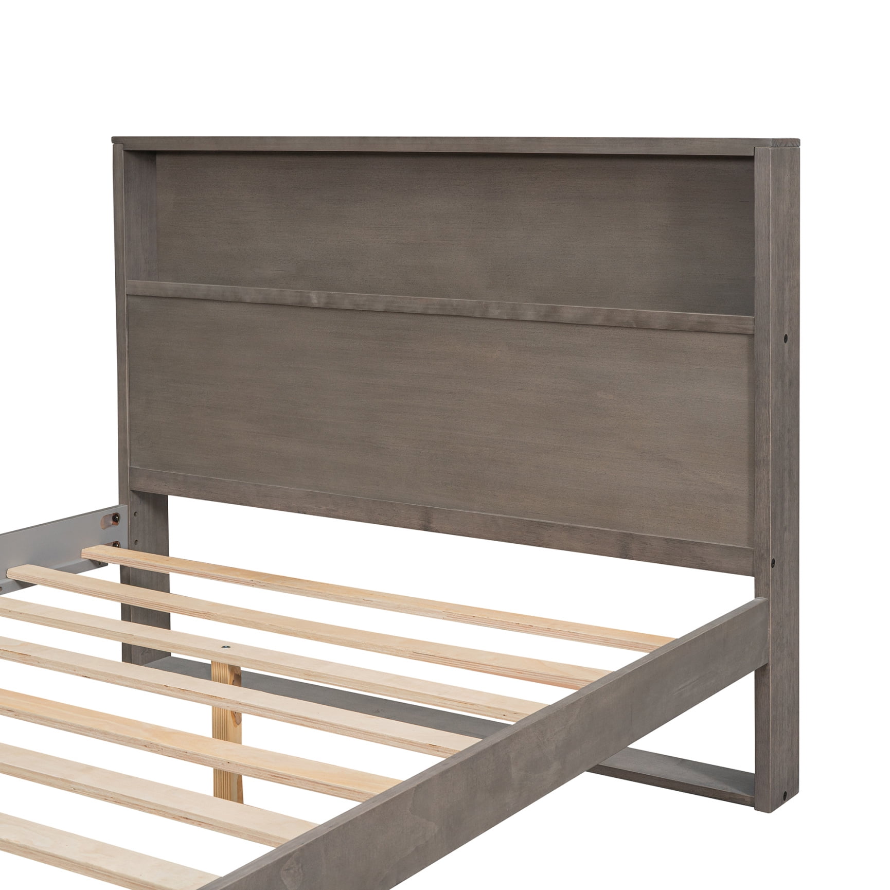 Bedroom Sets, Full Size Platform Bed with Storage Headboard, Sockets and USB Ports, Solid Wood Bed Room Set for Teens Adult Bedroom