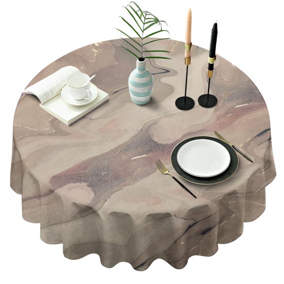 Round Waterproof Marble Tablecloth Reusable Washable Weight Fabric Table Covers for Restaurant,Picnic,Indoor and Outdoor Dining 60 Inch X 60 Inch