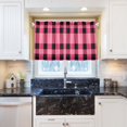 thumbnail image 6 of Pink Grid Pattern Tier Curtains Tier Kitchen Living Room Bedroom Balcony 2 Panels 27x24 Inch, 6 of 9
