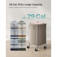 thumbnail image 2 of 29-Gallon Rolling Laundry Hamper with Steel Frame, 4 Casters & 2 Brakes, Includes Removable Bag, Camel Brown and Metallic Silver, 2 of 6
