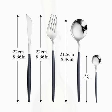 

White Silver Cutlery Set 4 Pcs Complete Stainless Steel Dinnerware Kitchen Knife Fork Spoon Set Tea Spoon Tableware Dropshipping