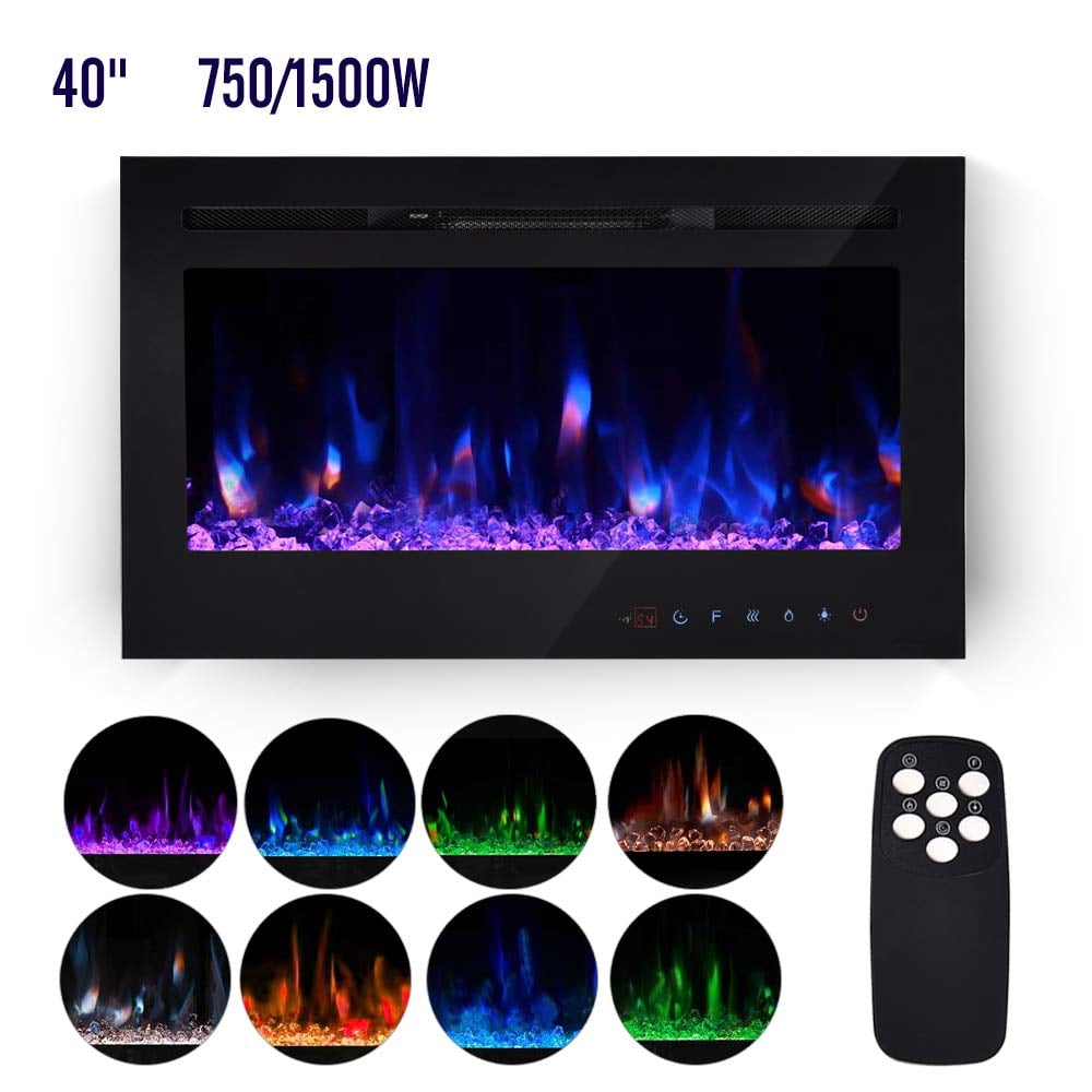 ELECWISH Electric Fireplace Insert 40 Inch Wide in Wall Recessed and