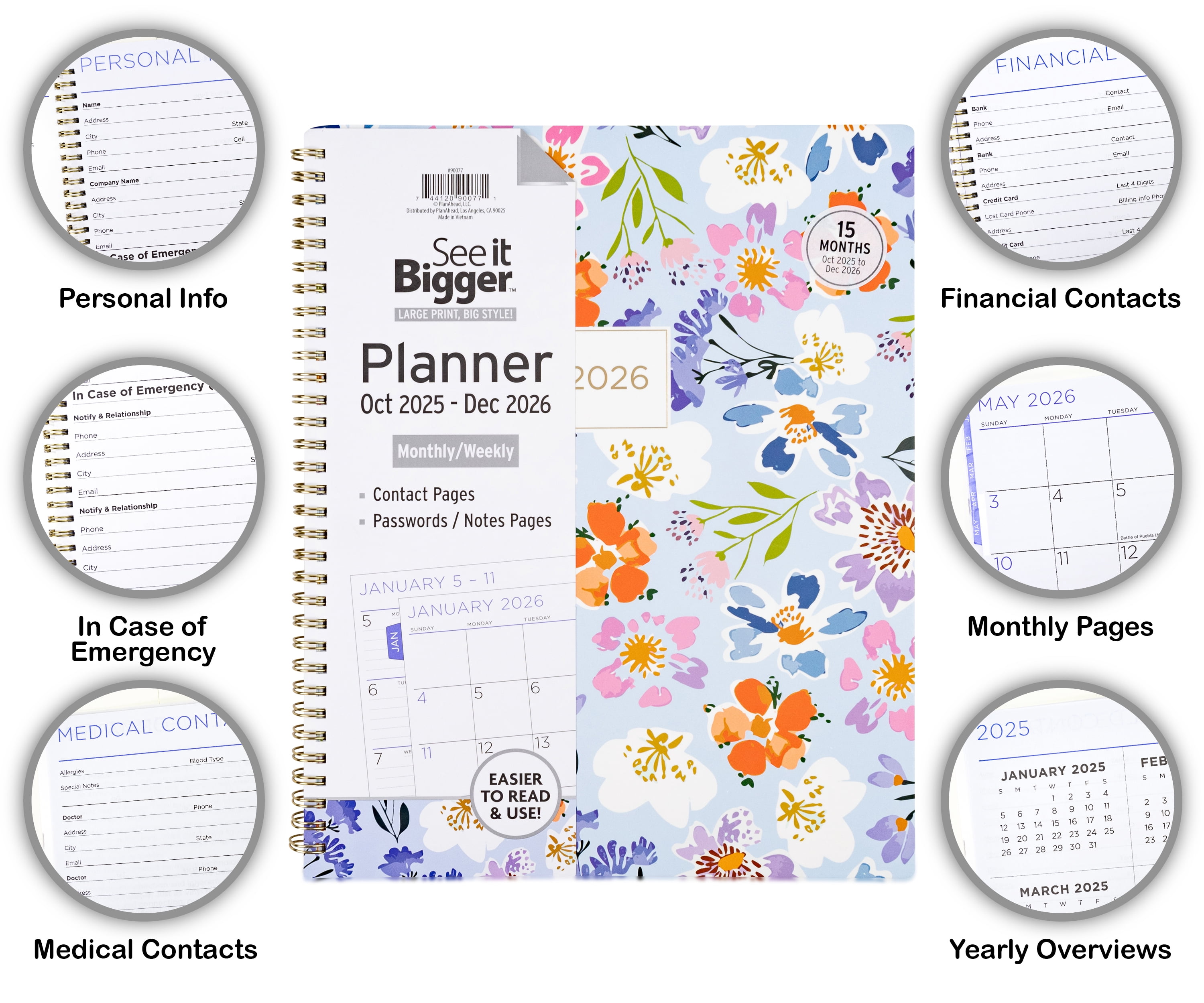 See&nbsp;it Bigger&nbsp;15-Month Monthly&nbsp;Weekly&nbsp;Planner Large&nbsp;9″x 11" October&nbsp;2025 -December&nbsp;2026