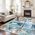 thumbnail image 3 of Ocean Theme Washable Living Room Rugs 5'x8', Anchor Lighthouse Low Pile Throw Large Area Rug Non-Slip Sturdy Edge Binding Carpet for Living Room Kitchen Office, 3 of 9