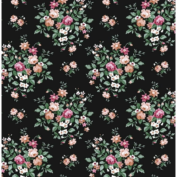 NextWall Floral Bunches Peel and Stick Wallpaper 20.5 in. W x 18 ft. L - Ebony