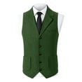 thumbnail image 3 of BVOFAR Men's Tweed Suit Vest Herringbone Wool Blend Waistcoats Retro Button Up V Neck Vests Wedding Groomsman Waistcoat Green XS, 3 of 7