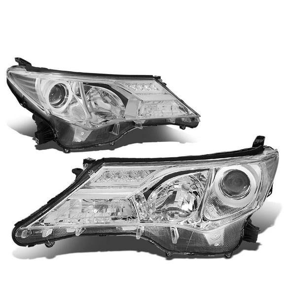 DNA Motoring For 13-15 Toyota Rav4 Chrome Clear Corner Projector Headlight Lamps Pair