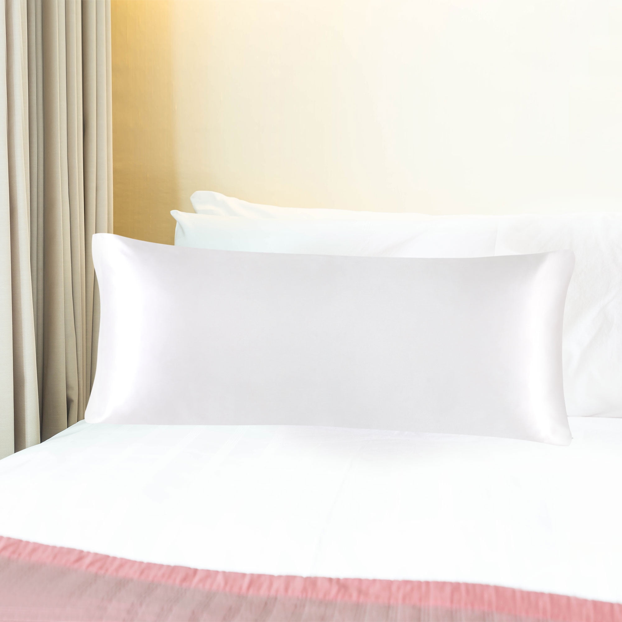 Unique Bargains Zipper Closure 1 PC Satin Body Pillowcases White 20"x60"
