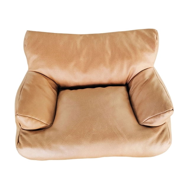Coffee Washable Pet Couch Bed For Cats And Small Dogs With Non Slip Bottom And Pu Leather Upholstery Raised Edges For Comfort And Support