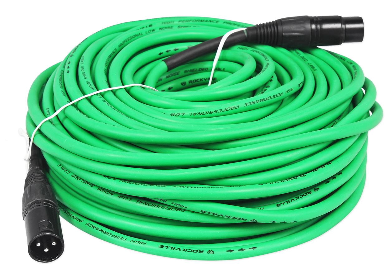 2 Rockville RCXFM100P-G Green 100' Female to Male REAN XLR Mic Cable 100% Copper