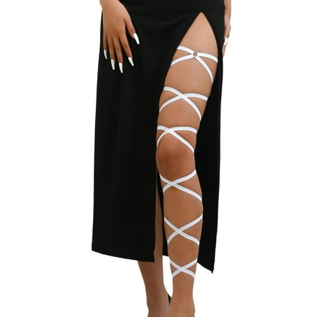 Midwennn Women s Punk Lingerie Full Waist Garter Belts Set Strappy Frame Cage Rave Bras Leg Belts Lingerie Tops for Women Lace