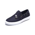 thumbnail image 3 of Frontwalk Ladies Skate Shoe Slip-Ons Canvas Sneaker Denim Flats Sports Lightweight Walking Shoes Women Zipper Sneakers Black 36, 3 of 4