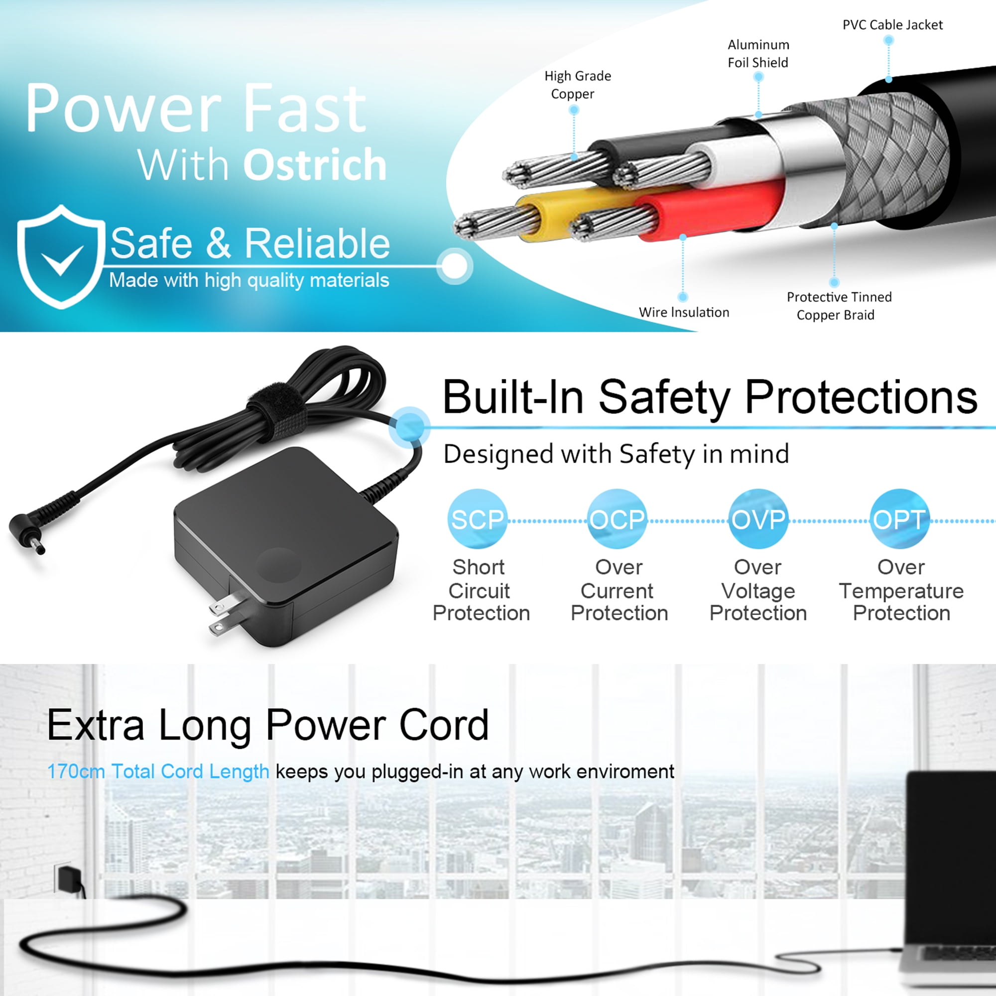 Charger for Lenovo Laptop Computer 65W 45W Round Tip Power Supply AC Adapter for Lenovo IdeaPad 330-14,330-15,330-17,510-15,330s-14,330s-15 Lenovo Flex 6-14 Laptop Charger