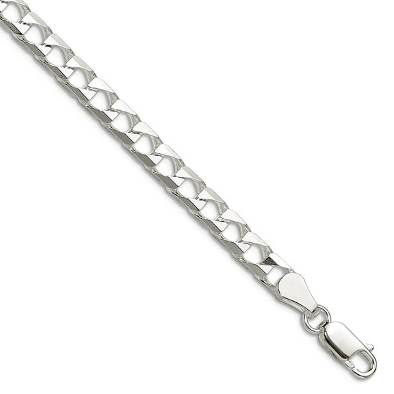 925 Sterling Silver Polished and Sparkle-Cut 5mm Flat Curb Link Chain Bracelet 7 Inch Link Bracelet for Women and Men