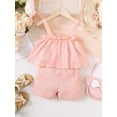 thumbnail image 3 of Infant Baby Girls Clothes 6 Months Girls Outfits 9 Months Girls Sleeveless Suspender Top Shorts 2PCS Summer Clothing Set Pink, 3 of 7