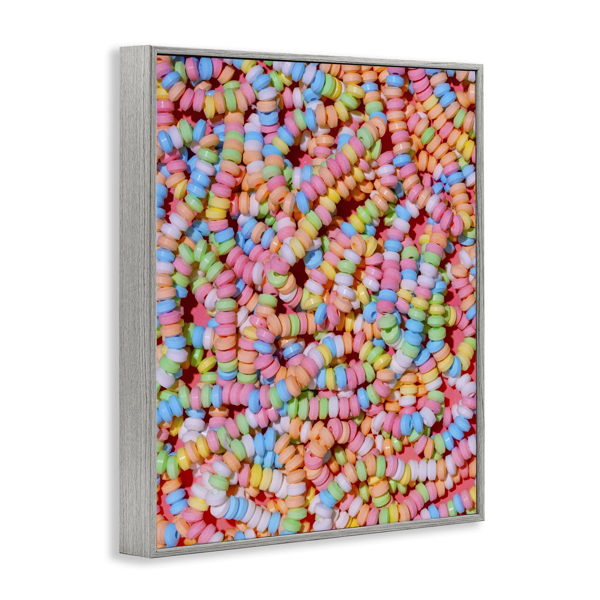 Stupell Industries Pastel Candy Necklace Gray Framed Giclee Art, design by LISH Creative