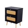 thumbnail image 3 of 2-Drawer Nightstand with Handmade Rattan Panels / Adds Cozy Touch to Space, 3 of 4