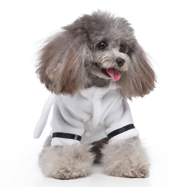 USHOBE White Polyester Dog Bathrobe Comfortable Supple Pet Bathrobe for After Bath Use