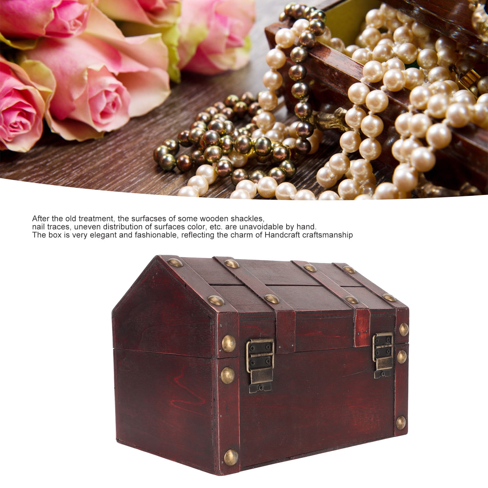 Boîte à Trésors Avec Serrure, Coffre Au Trésor En Bois Décoratif Pour Décor, Ranger Bijoux Et Jouets, Petite Boîte De Rangement En Bois Fait Main Boîte à Souvenirs Pour Enfants Cadeau, Décorations