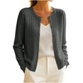 thumbnail image 3 of YgkuHd Womens Sweaters Cardigan Crewneck Knit Button Down Cotton Blend Blouses Solid Long Sleeve Casual Tops Warm Sweaters for Women_Dark Gray,L, 3 of 7