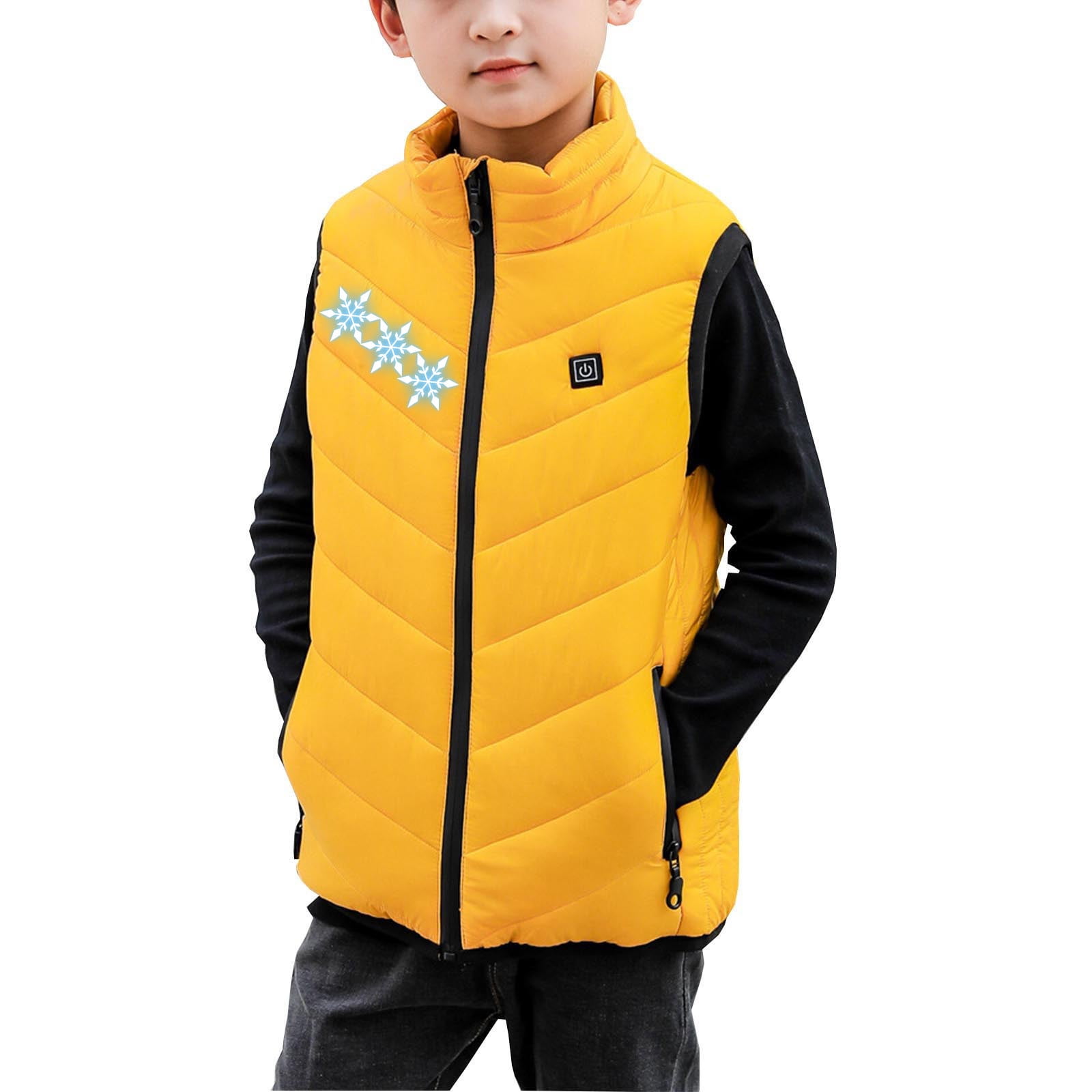 Veste Chauffante USB Enfants - Manteau Doudoune Chauffant 3 Zones Garçons Filles Avec Capuche