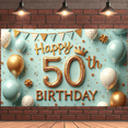 thumbnail image 4 of Glitter Crown Happy Birthday Banner Gold 50th Celebration Banner Decorative Flags for Milestone Party Indoor Celebration Event Decoration, 4 of 7