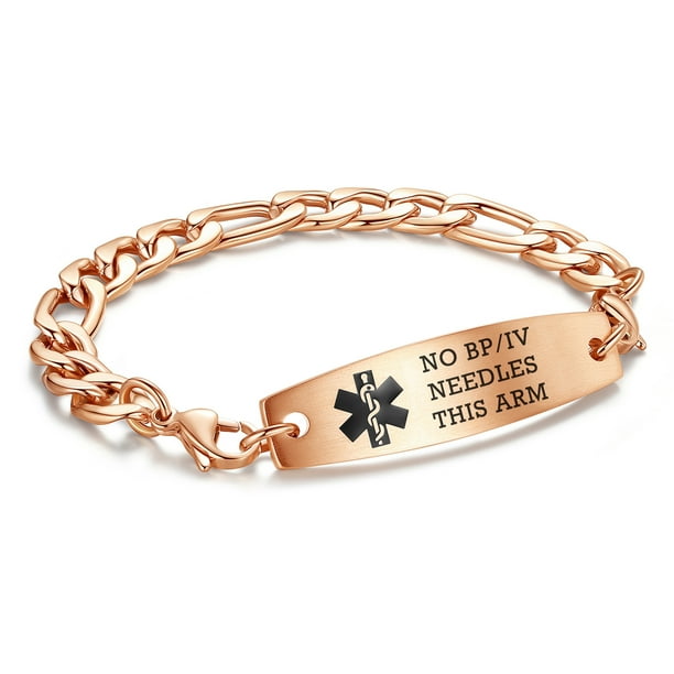 8.5 in Interchangeable medical alert bracelets for men women rose gold